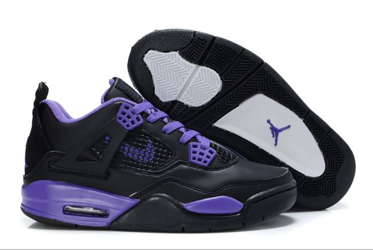 Authentic Womens Air Jordans 4 Black Purple